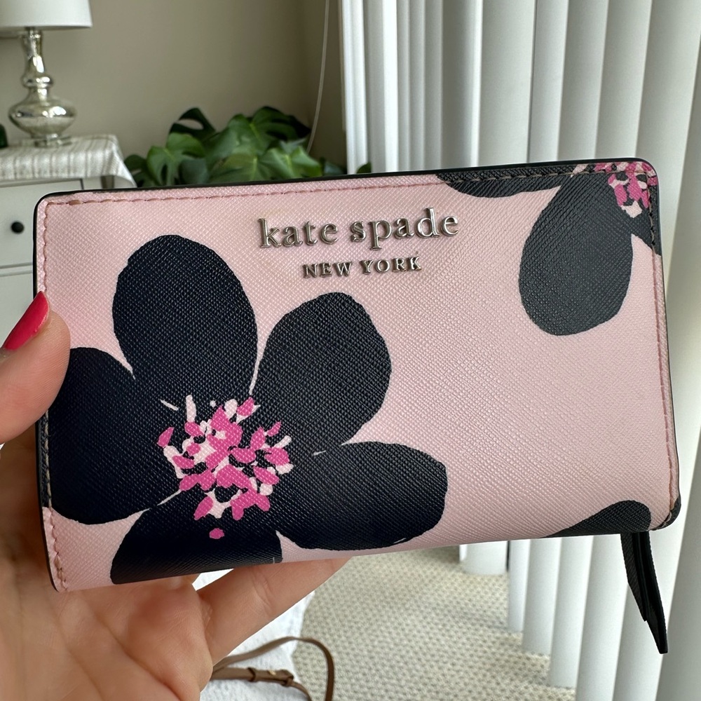 Kate Spade Pink and Black Floral Wallet